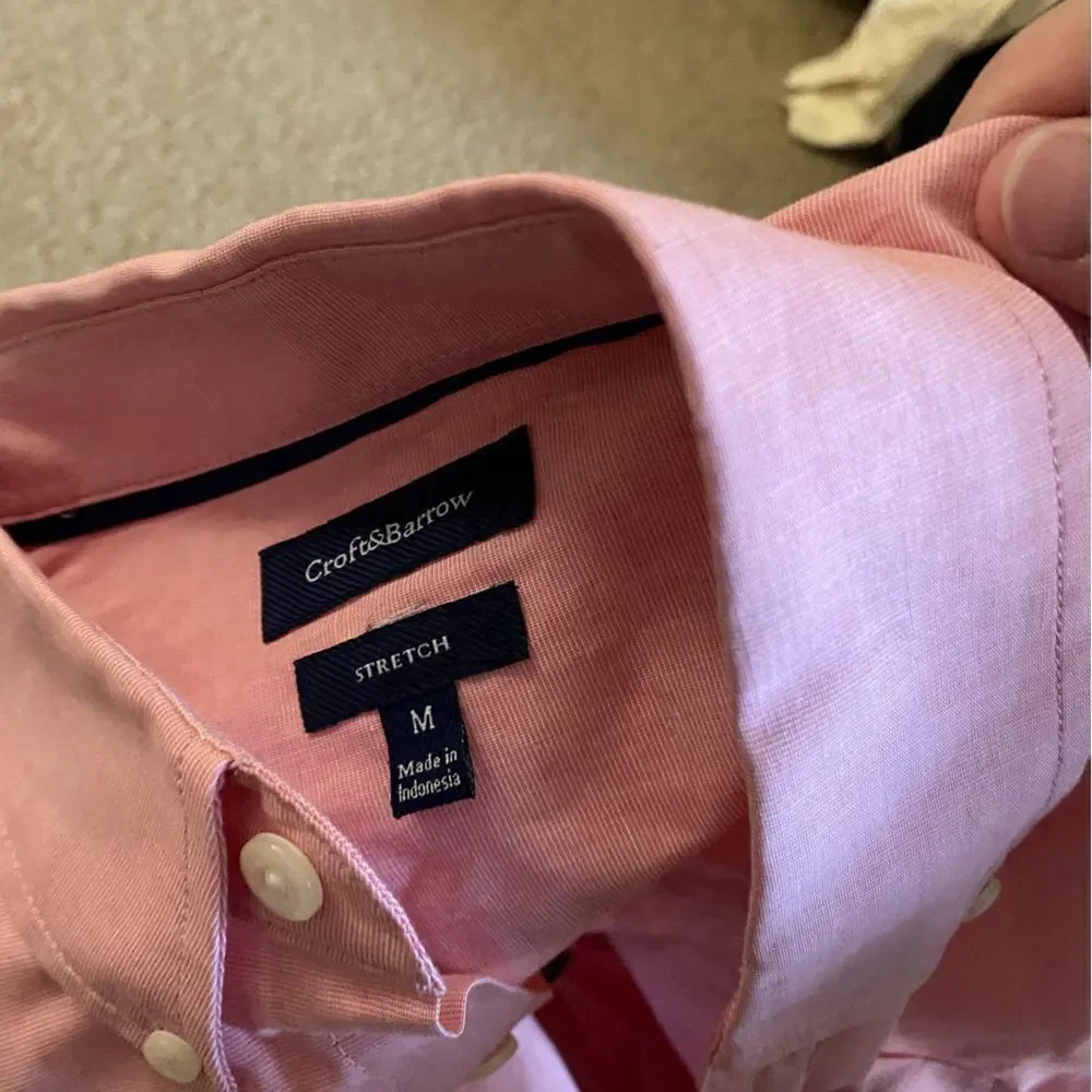 Mens Pink Croft & Barrow Short Sleeve Button Down Dress Shirt NWT